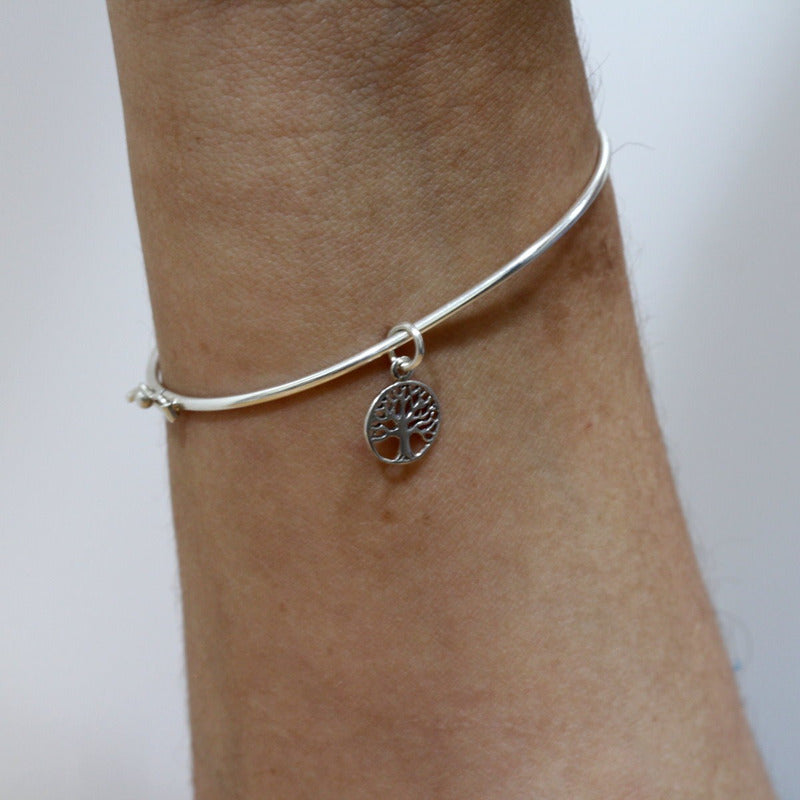 Pulseira Bracelete Rígido Prata 925- Berloque Arvore Da Vida