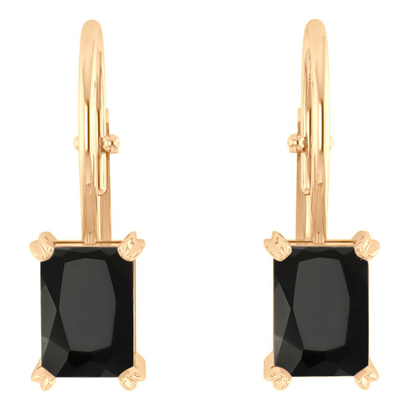 Brinco Trava Retangular Prata 925 Dourada Ouro 18k - Onix