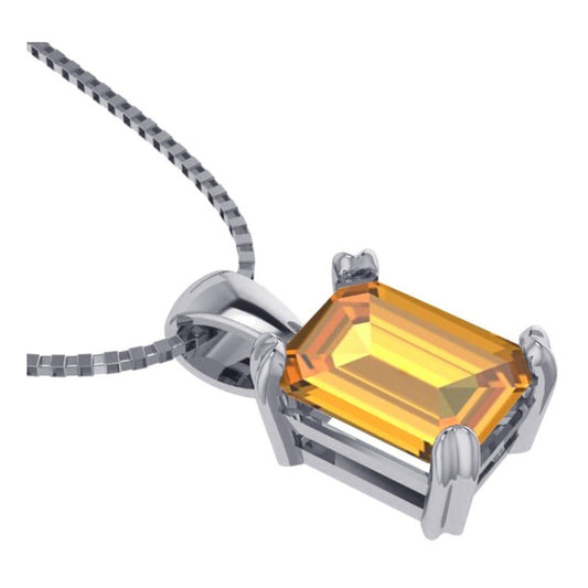 Colar Prata 925 Vintage Retangular Citrino - Exclusivo