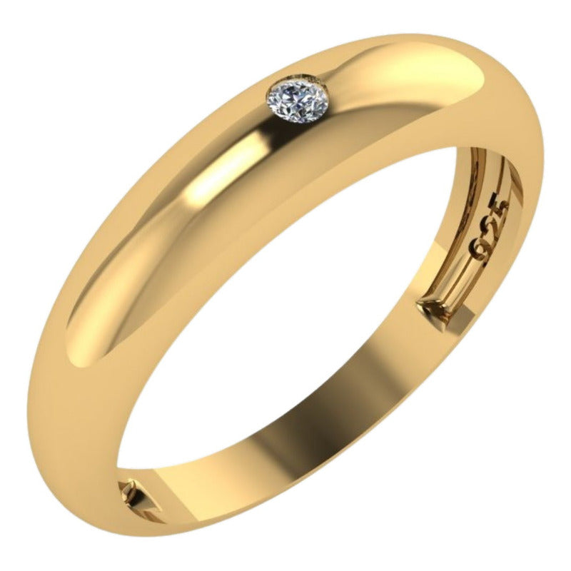 Anel Zircônia Bombe Prata 925 Dourada 18k - Feminina