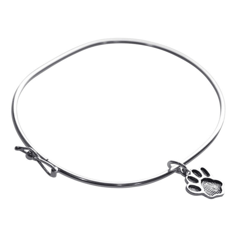 Pulseira Bracelete Rígido Prata 925 - Pingente Patinha