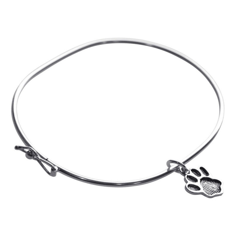 Pulseira Bracelete Rígido Prata 925 - Pingente Patinha