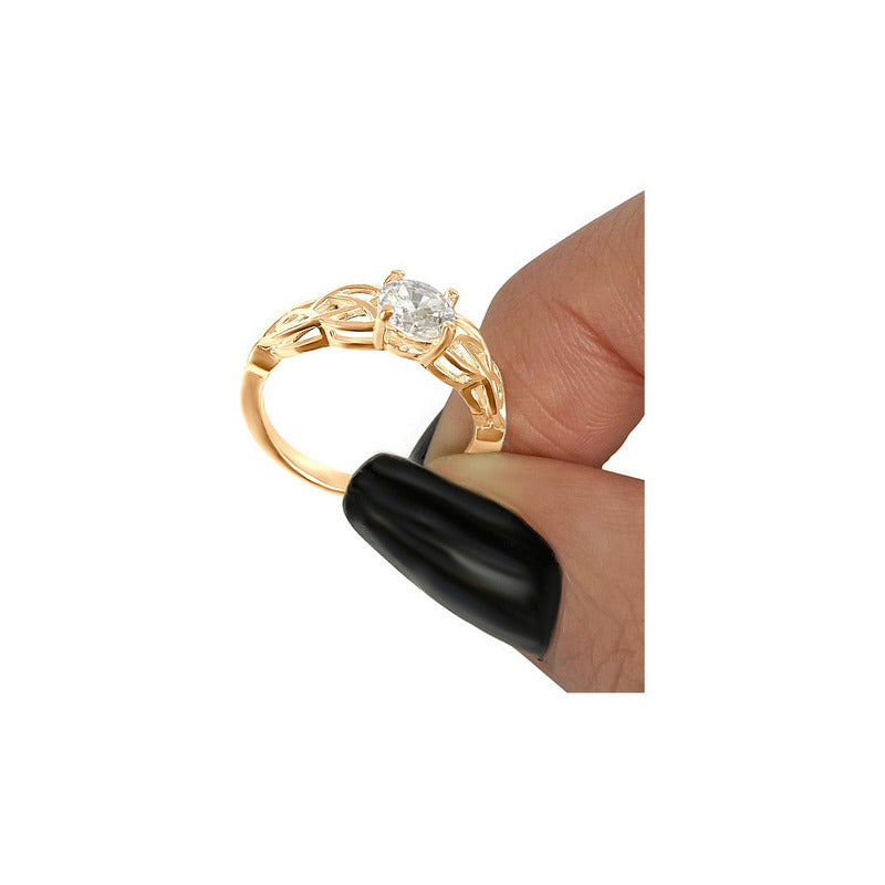 Anel Solitário Celta Knot Prata 925 Dourada 18k - Zircônia