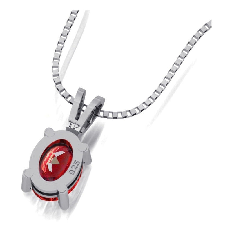 Colar Granada Prata 925 Oval 8x6mm- Corrente Veneziana