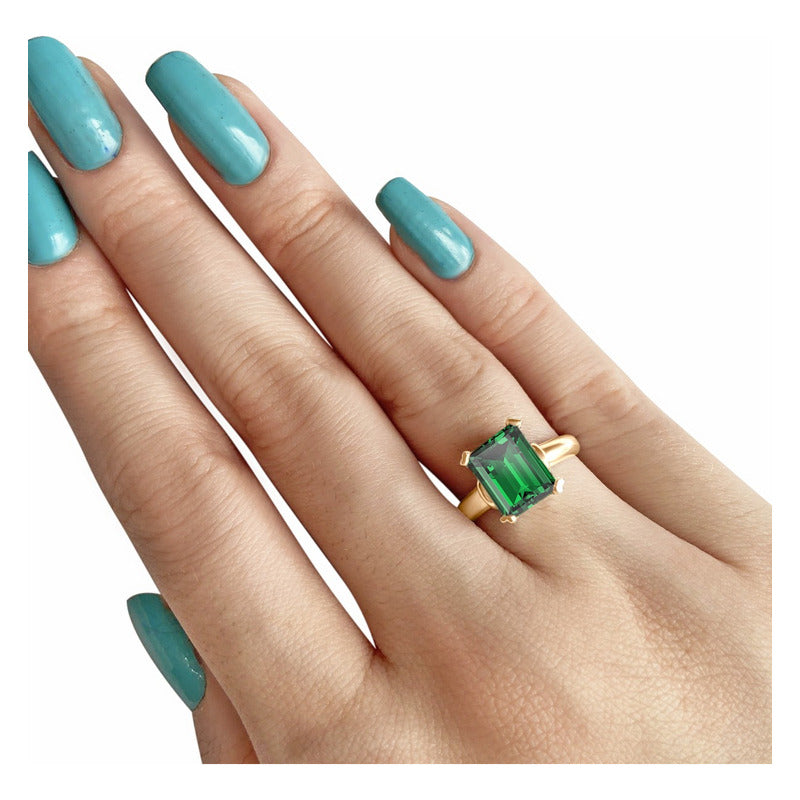 Kit Anel E Colar Vintage Prata 925 Dourada 18k - Esmeralda