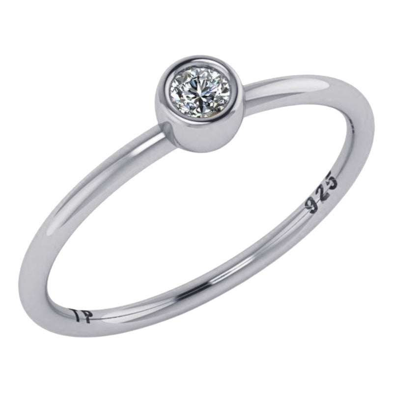 Anel De Prata 925 Solitário Zirconia Redonda - Exclusivo - Compre Joias Direto Da Fábrica E Economize Dinheiro