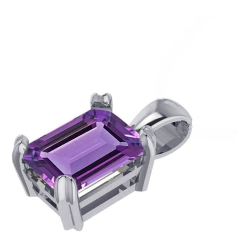 Pingente Retangular Prata 925 Ametista - Exclusivo