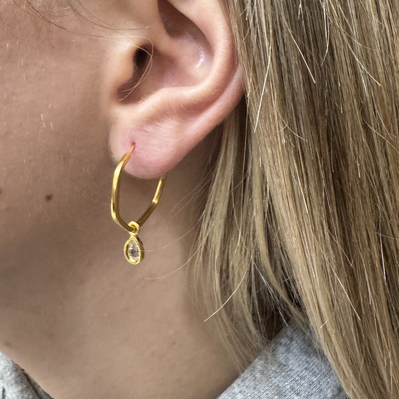 Brinco Argola Hexagonal Prata 925 Dourada 18k Gota