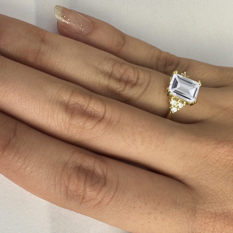 Classic Vintage Ring 925 Silver Gold 18k Gold Zirconia