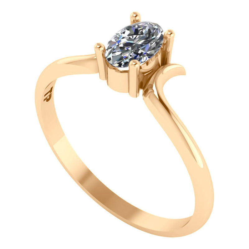 Anel Roma Solitário Prata 925 Dourada Ouro 18k - Zircônia