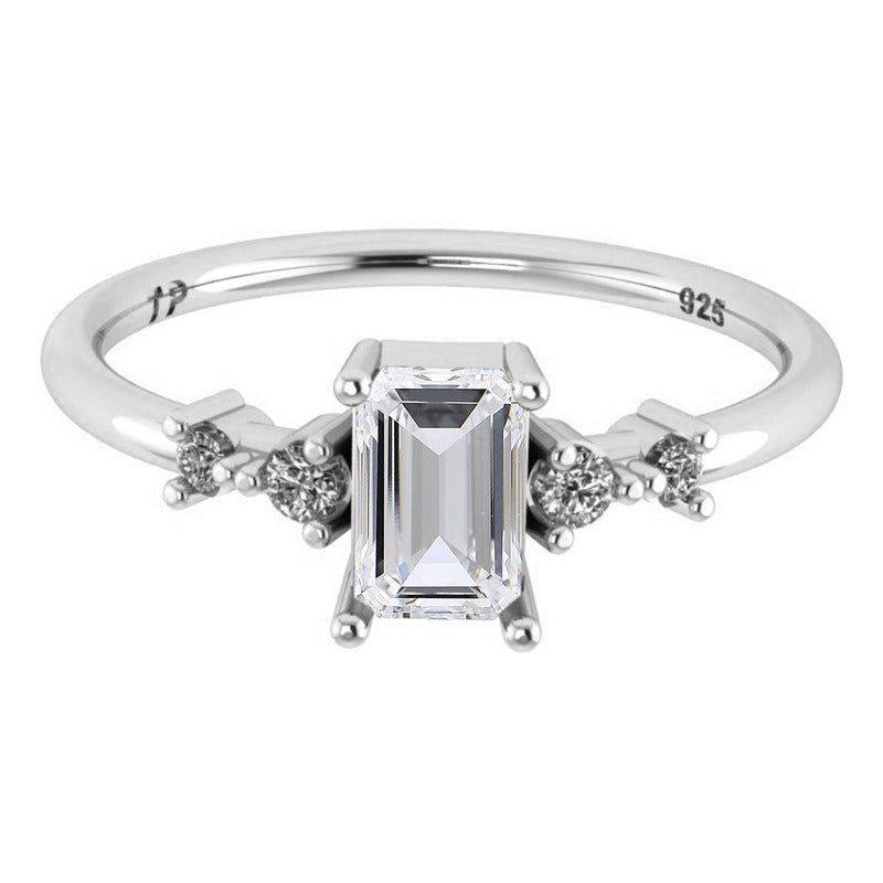 Rectangular Vienna Ring Pure 925 Silver - Zirconia