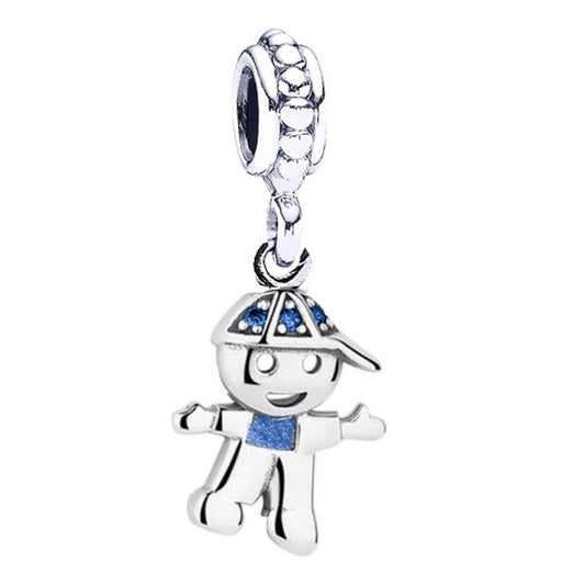 Boy Pendant Charm Sapphires Pure 925 Silver - Exclusive
