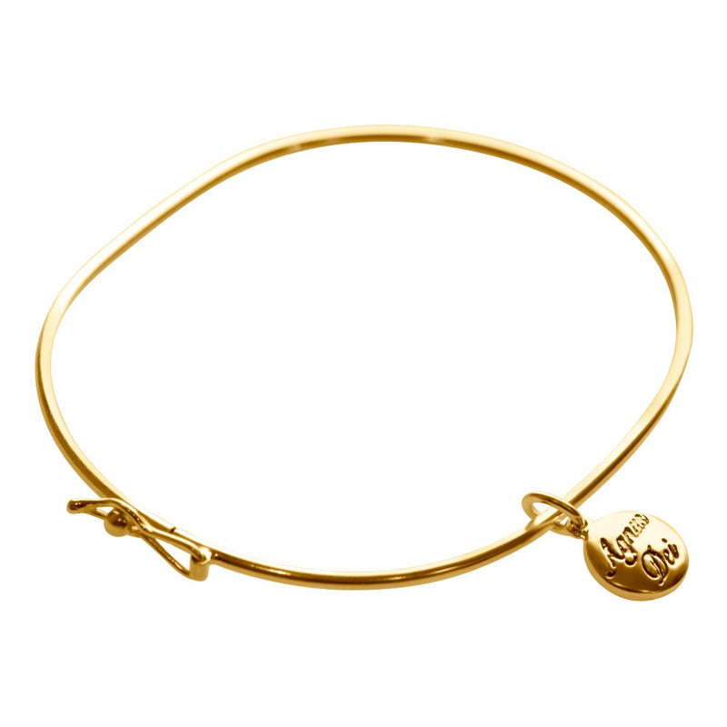 Bracelete Rígido Prata 925 Dourado 18k - Agnus Dei