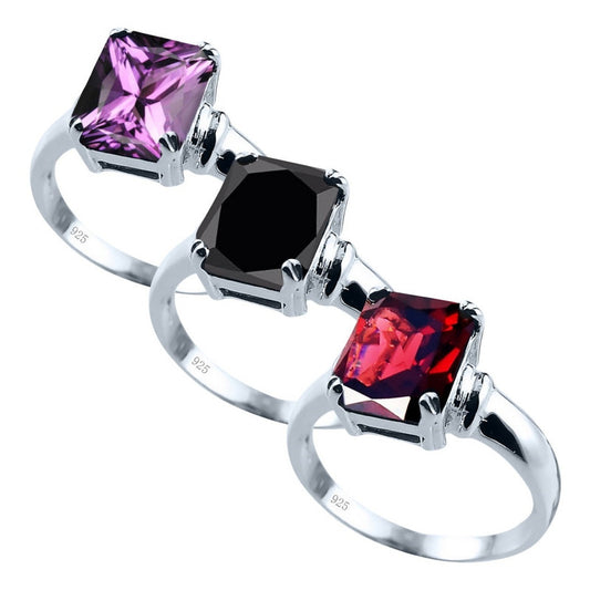 3x Anel Vintage Prata 925 Dourada 18k-ametista Ônix Granada