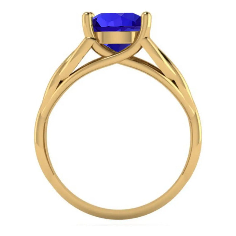Anel Prata 925 Dourada 18k Celta Knot Trinity - Safira Azul