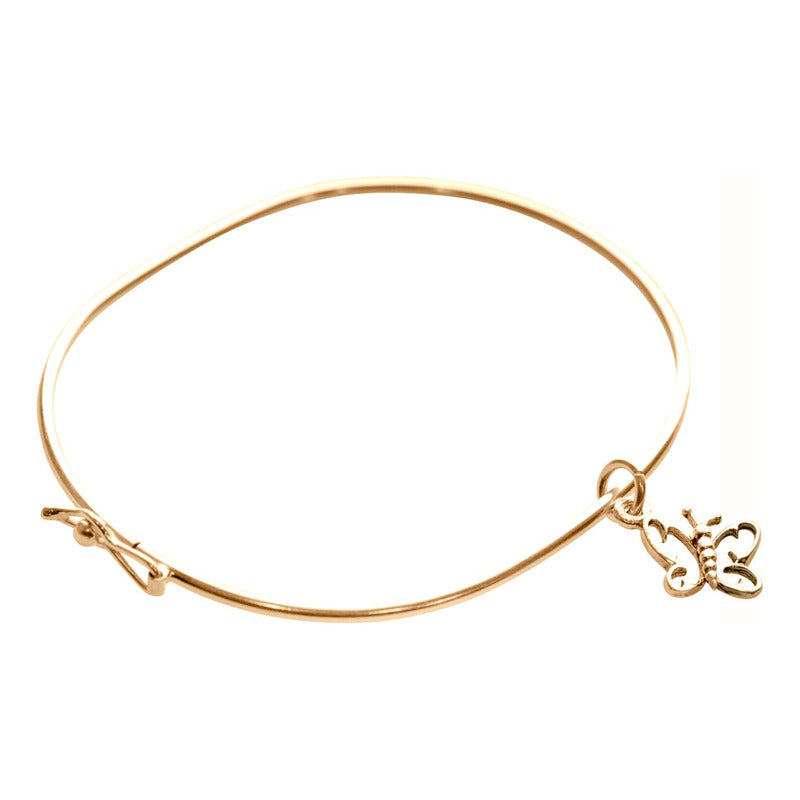 Pulseira Bracelete Rígido Prata 925 Dourada 18k - Borboleta