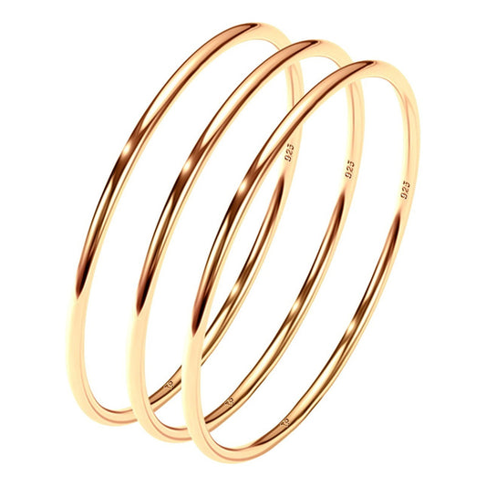 3 Aneis Fio Redondo Aliancinha Prata 925 Dourada Ouro 18k