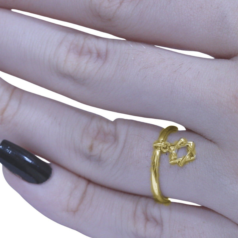 925 Silver 18k Gold Star of David Ring - Women