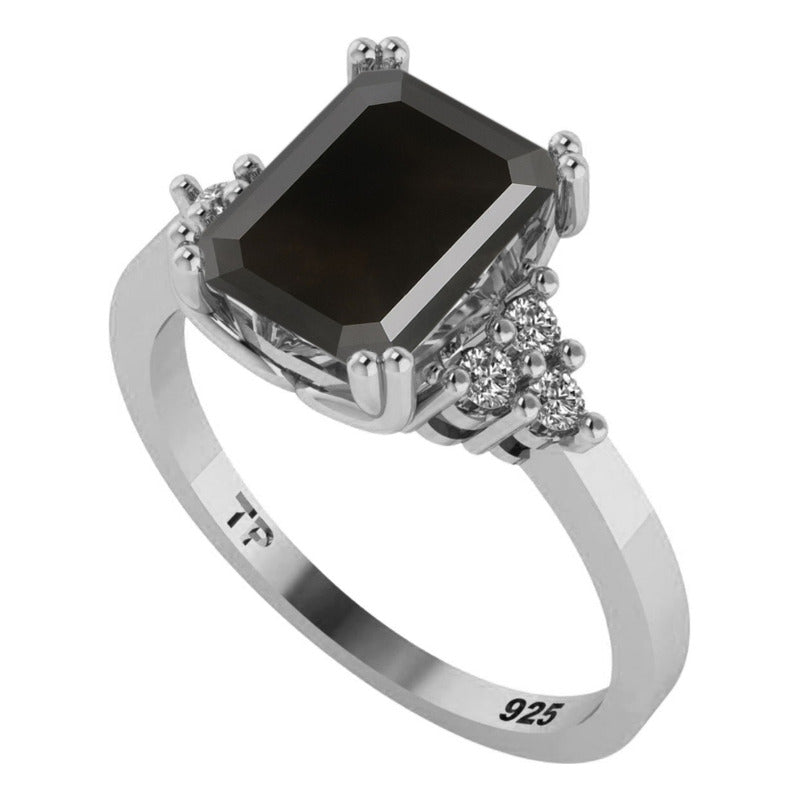 Anel Vintage Clássico Onix Pura Prata 925 - Feminino