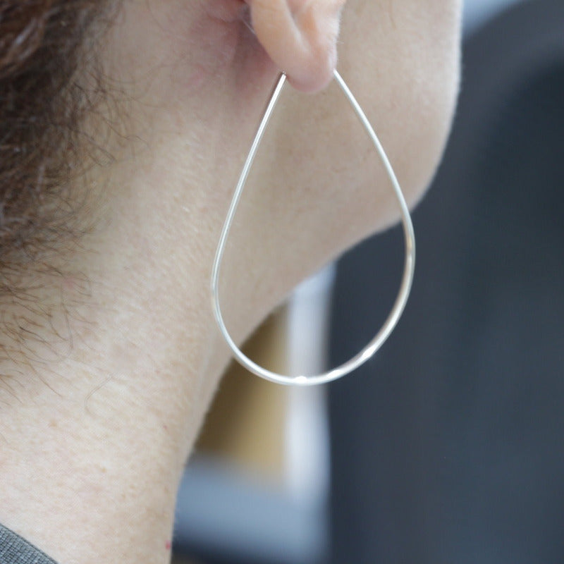 Brinco Argola Grande De Prata 925 Gota - 60mm Feminina