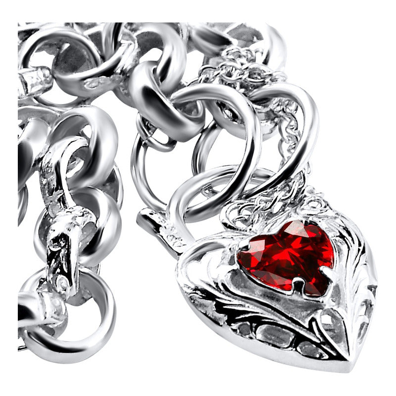 Pulseira Prata 925 Elo Portugues Pedras - Modelo Exclusivo