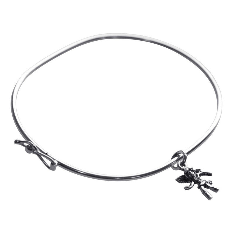 Pulseira Bracelete Rígido Prata 925 - Pingente Anjinho