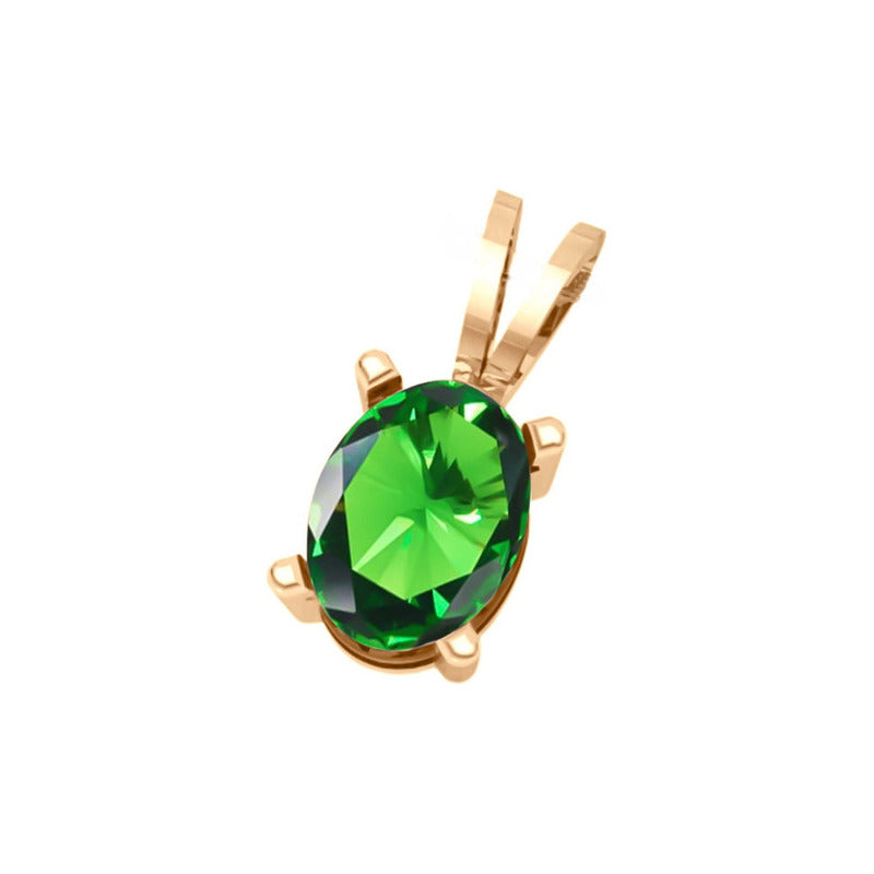 Pingente Oval Prata 925 Dourada 18k - Esmeralda