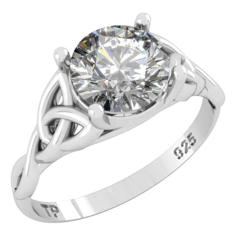 Anel Prata 925 Celta Knot Trinity Zircônia - Feminino