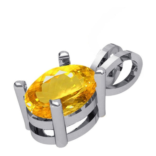 Pingente Prata 925 Oval Citrino 6x8mm - Exclusivo