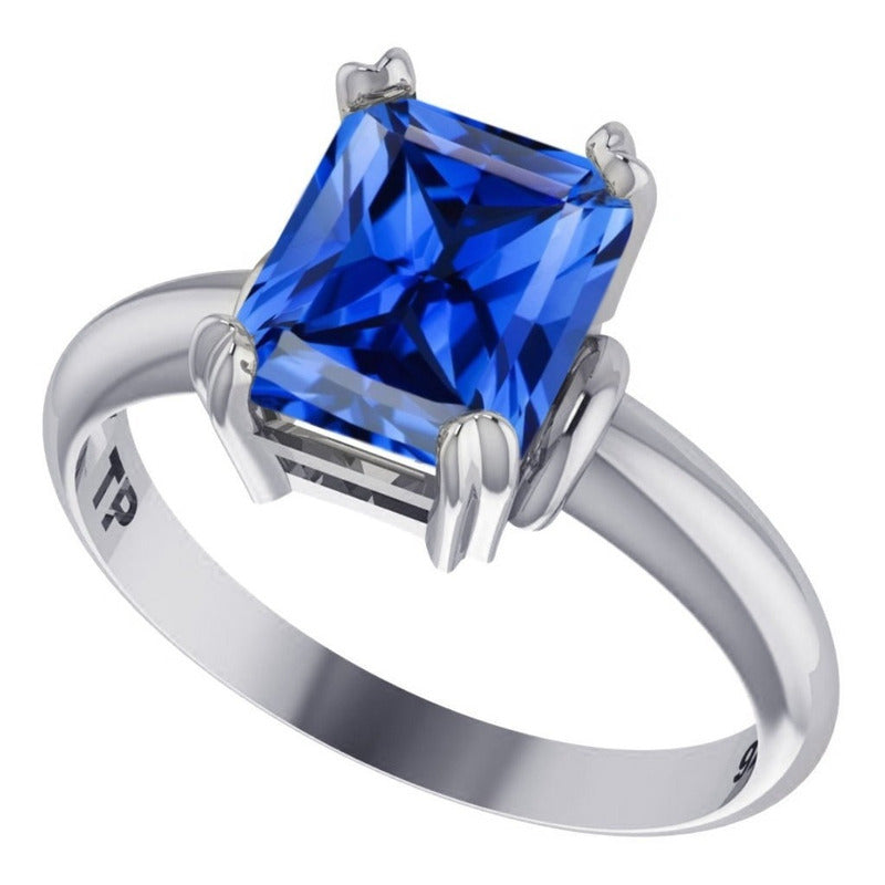Anel Safira Zirconia De Pura Prata 925 Vintage - Exclusivo