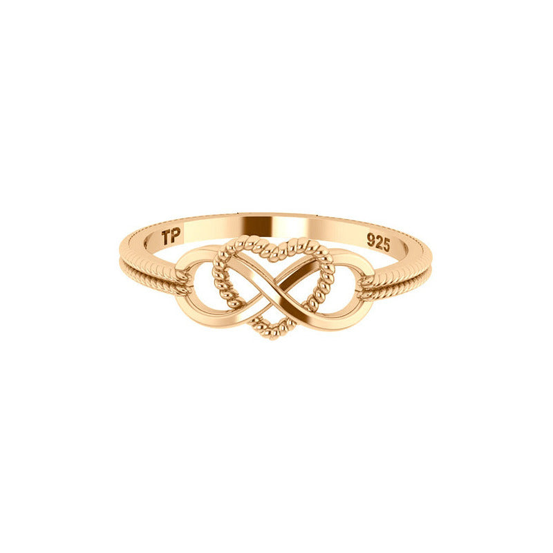 Kit Anel E Argola Infinito Amor Pura Prata 925 Dourada 18k