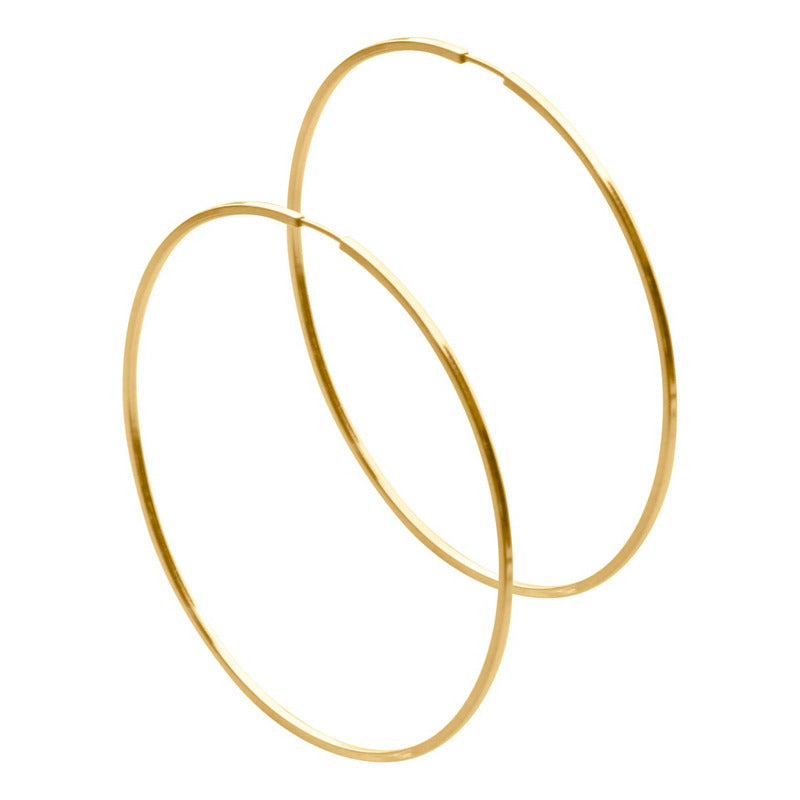 Argola Brinco Grande 7cm Prata 925 Dourada 18k Tubo Quadrado
