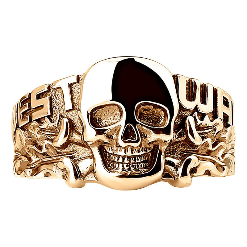 Anel Caveira Pura Prata 925 Dourada Ouro 18k