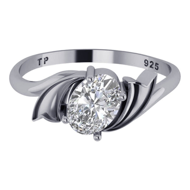 Anel Wings Zirconia Oval Pura Prata 925 - Exclusivo
