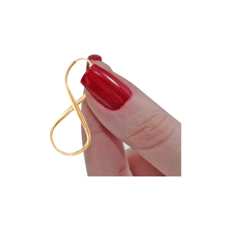 Argola Brinco 3,8cm Infinito Prata 925 Dourada 18k- Feminino