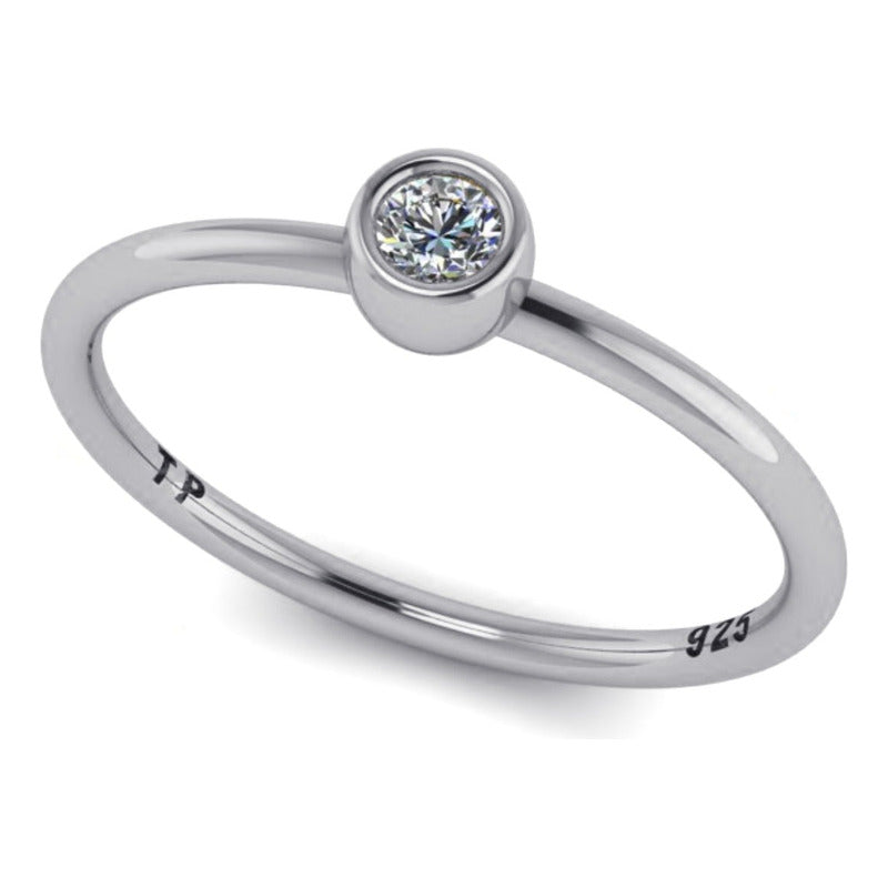 Anel De Prata 925 Solitário Zirconia Redonda - Exclusivo - Compre Joias Direto Da Fábrica E Economize Dinheiro