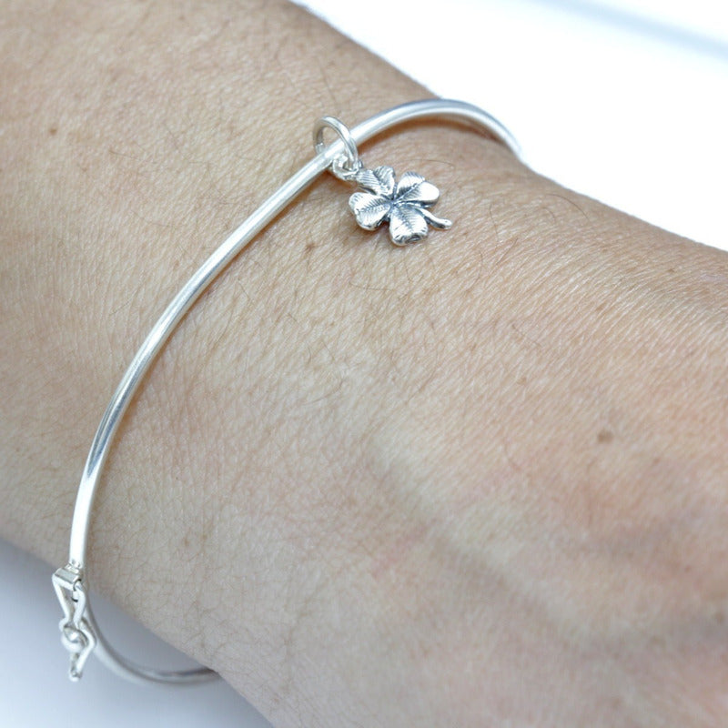 Pulseira Bracelete Rígido Prata 925 - Trevo Da Sorte