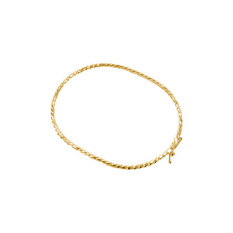 Pulseira Bracelete Rígido Torcido - Prata 925 Dourada 18k