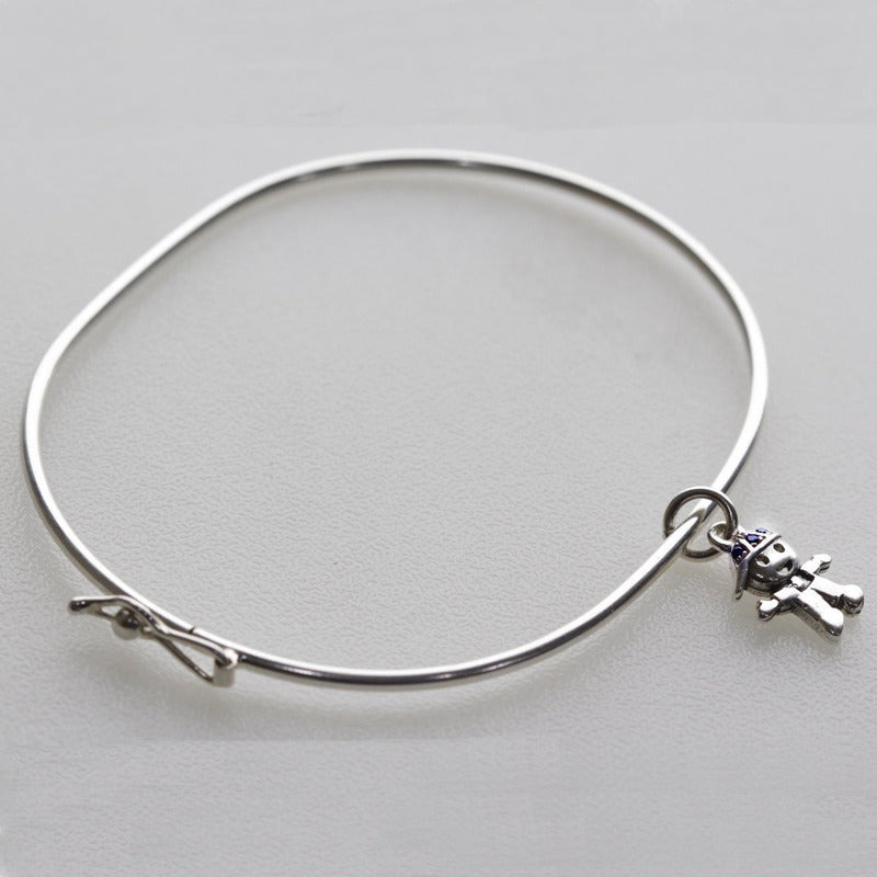 Pulseira Bracelete Rígido Prata 925 - Pingente Menino