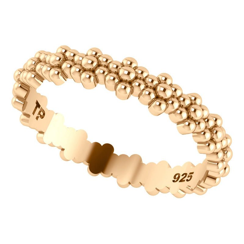 Anel Flor Margaridas De Prata 925 Dourada Ouro 18k