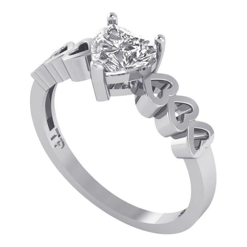 Anel Luxo Pura Prata 925 Zirconia Coração - Exclusivo