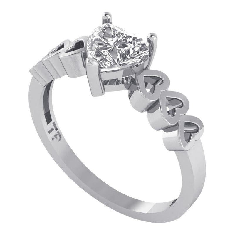 Anel Luxo Pura Prata 925 Zirconia Coração - Exclusivo
