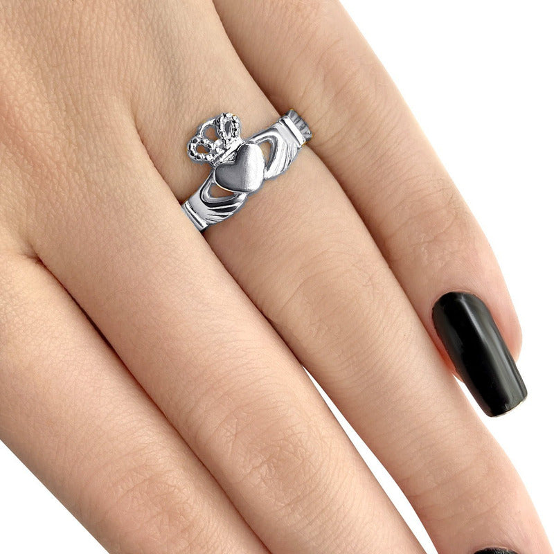 Anel Claddagh Clássico De Pura Prata 925 Unisex - Exclusivo - Compre Joias Direto Da Fábrica E Economize Dinheiro