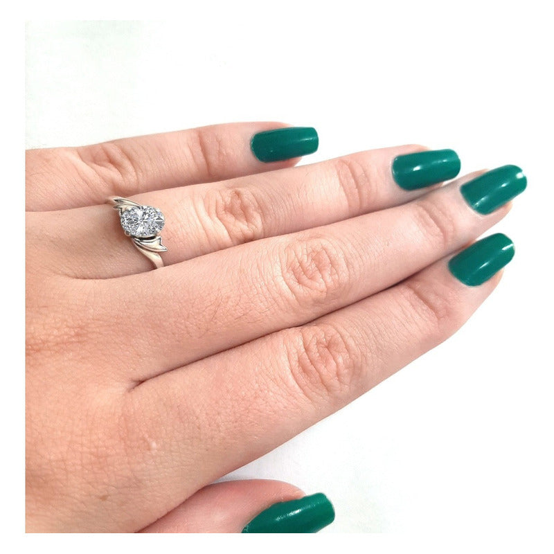 Anel Wings Zirconia Oval Pura Prata 925 - Exclusivo