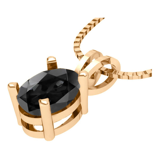 Colar Pingente Oval Prata 925 Dourada 18k - Black Ônix