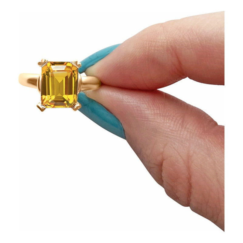 Vintage Citrine Ring 925 Silver Gold 18k Gold - Women