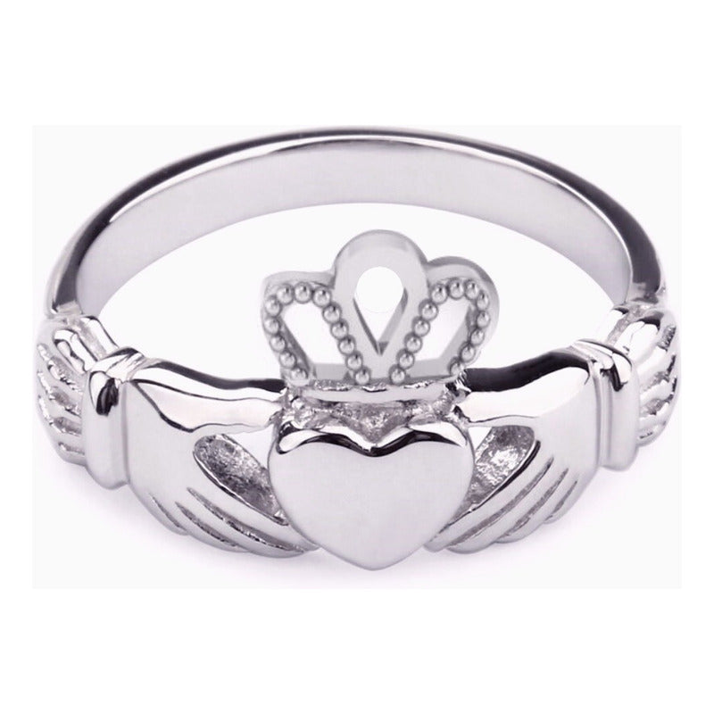 Anel Claddagh Clássico De Pura Prata 925 Unisex - Exclusivo - Compre Joias Direto Da Fábrica E Economize Dinheiro