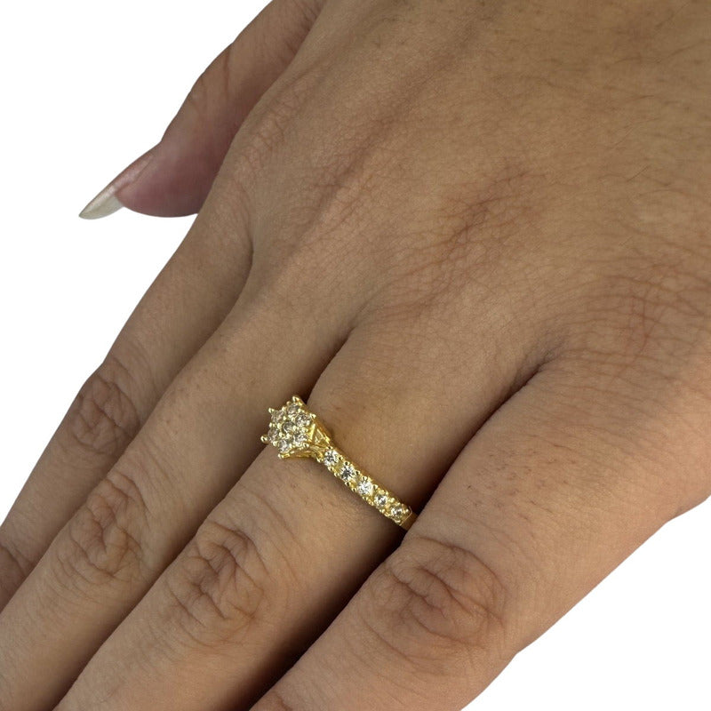 Anel Chuveirinho Zircônias Prata 925 Dourada 18k- Exclusivo
