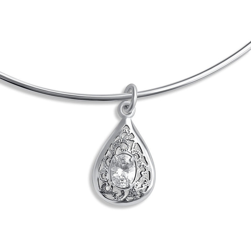 Colar Choker Filigrana Gota Prata 925 Zirconia Exclusivo