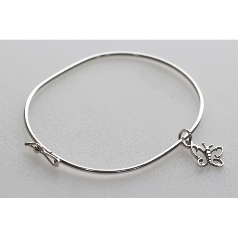 Pulseira Bracelete Rígido Prata 925 - Borboleta Vazada